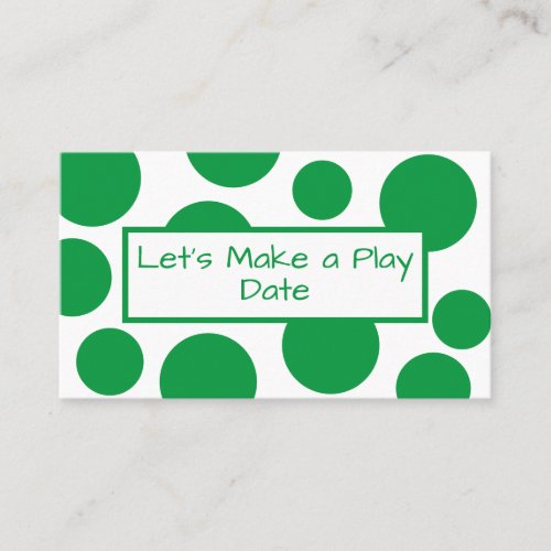 Play Date Green Polka Dot Business Card
