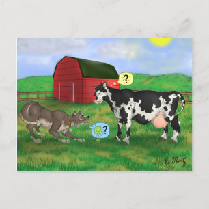 “Play?” - dog and cow Postcard