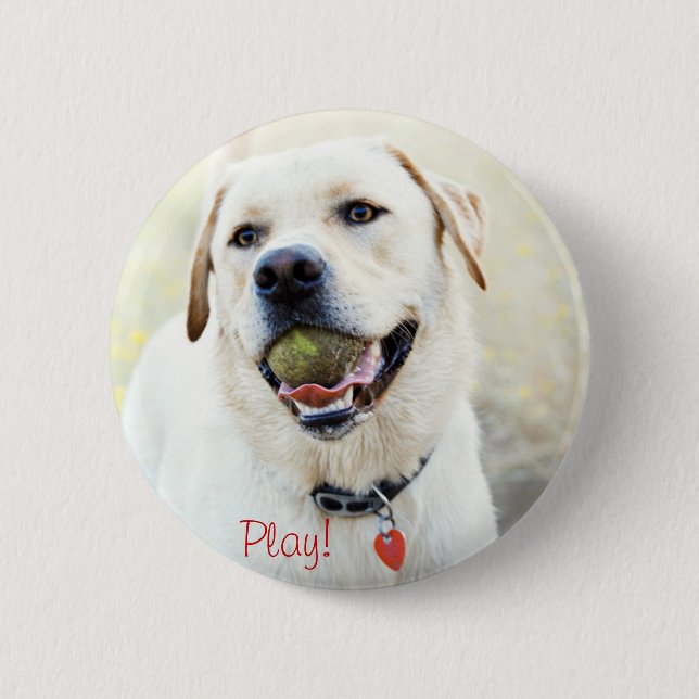 Play Dog Pinback Button (Front)