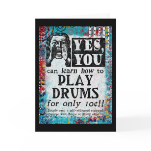 Play Drums - Funny Vintage Ad Card
