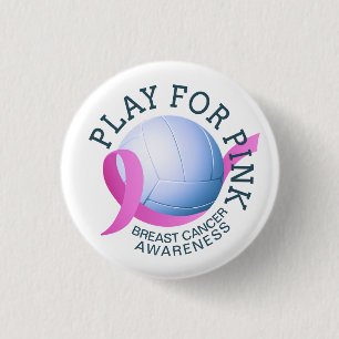 Play For Pink Breast Cancer Awareness Pin Button