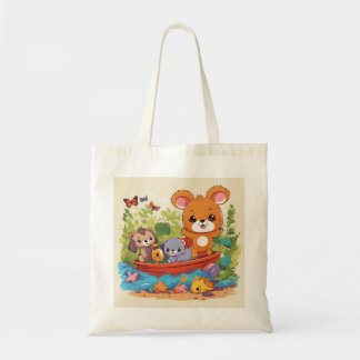 Play ful kids animal design tote bag