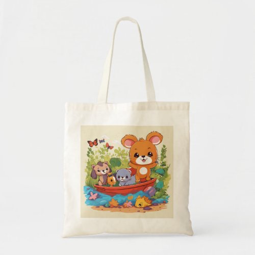 Play ful kids animal design  tote bag