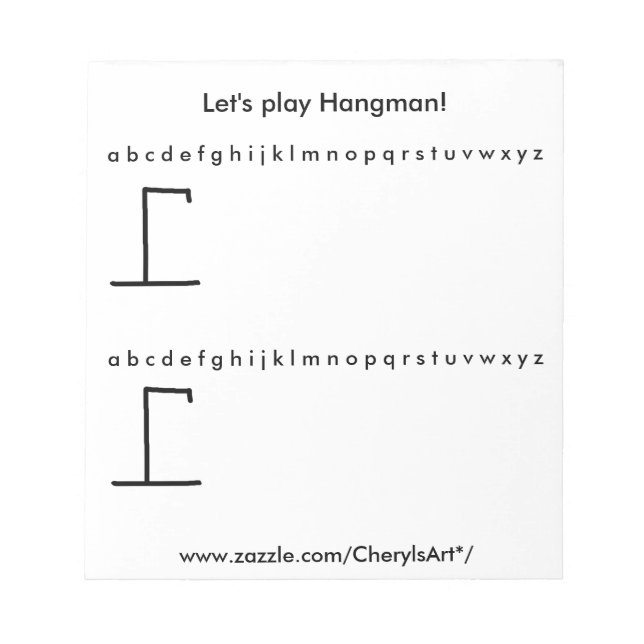 Play Games of Hangman Notepads (Front)