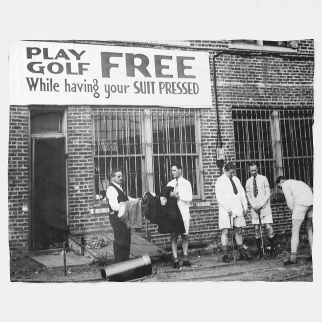 Play Golf Free (While Having Your Suit Pressed) Fleece Blanket (Front (Horizontal))