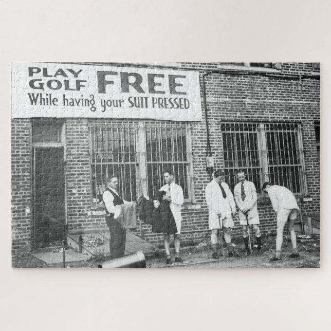 Play Golf Free (While Having Your Suit Pressed) Jigsaw Puzzle (Horizontal)