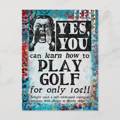 Play Golf _ Funny Vintage Ad Postcard