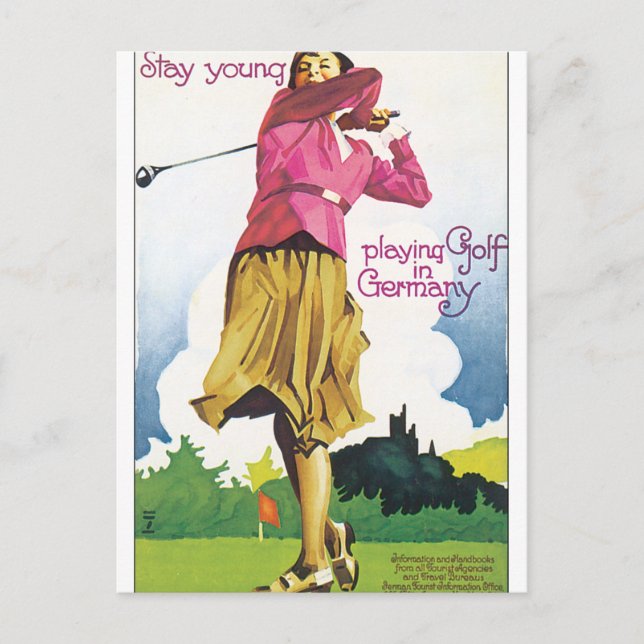Play Golf in Germany Vintage Travel Poster Postcard (Front)