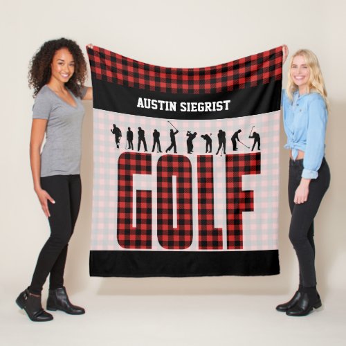Play Golf ️️ _ Red Plaid Fleece Blanket