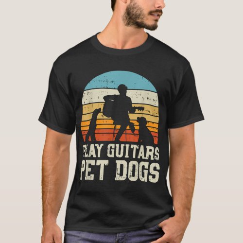 Play Guitars Pet Dog Retro Music Guitarist Animal  T_Shirt