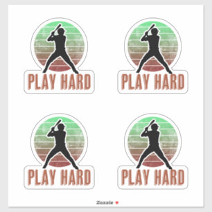 Play Hard Baseball Silhouette Sports Sticker