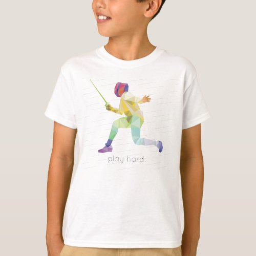 Play Hard Fencing Origami T_Shirt