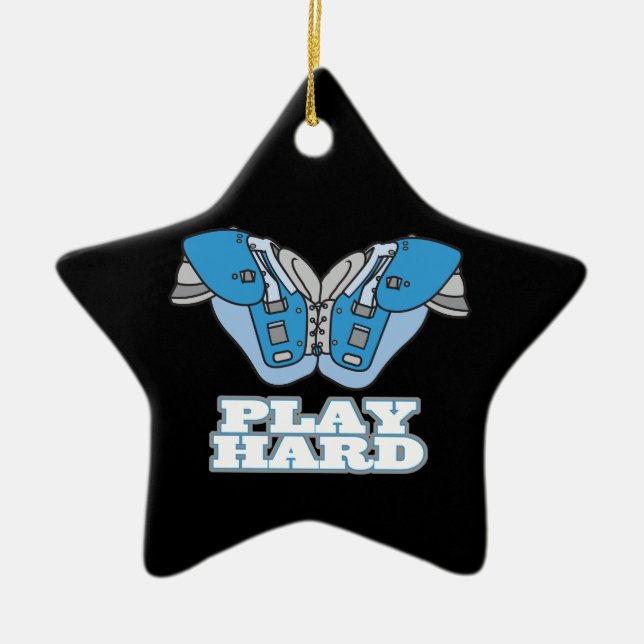 play hard football ceramic ornament (Front)