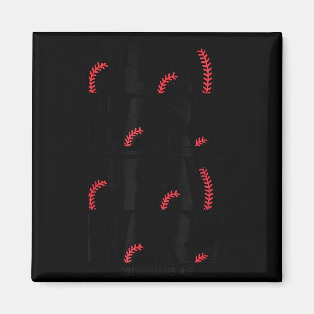 Play Hard Pray Hard Youth Boy Christian Baseball J Magnet (Front)