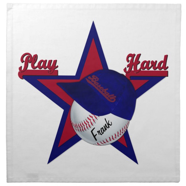 Play Hard Softball and Hat Dinner Napkins (Front)