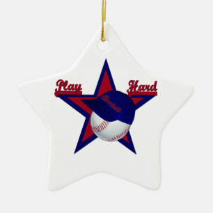 Play Hard Softball and Hat Star Ornament