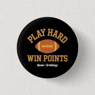 Play Hard, Win Points Retro Game Day Sports Button