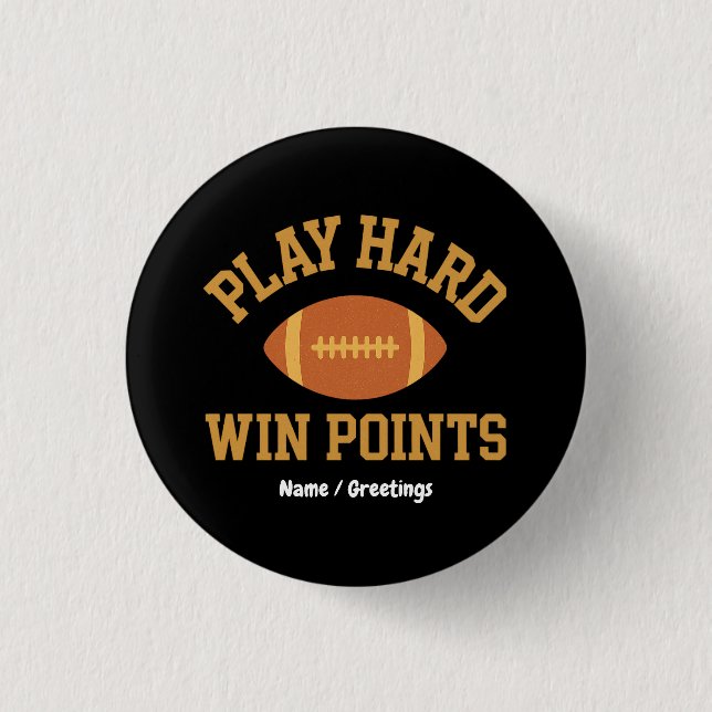Play Hard, Win Points  Retro Game Day Sports  Button (Front)