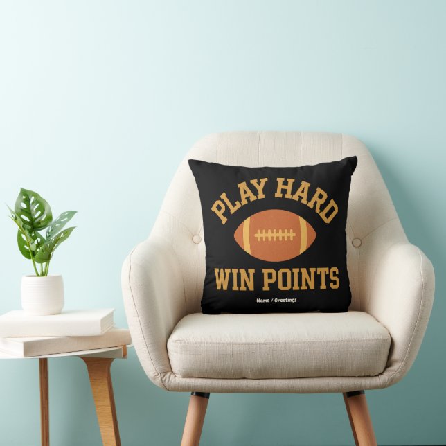 Play Hard, Win Points  Retro Game Day Sports  Throw Pillow (Chair)