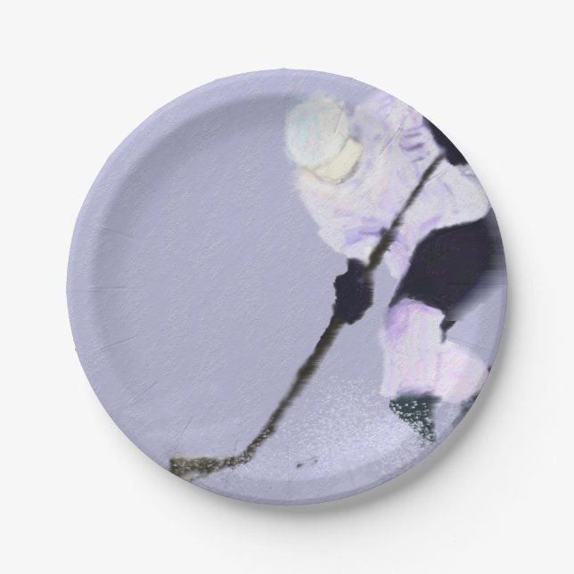 Play Ice Hockey Art Paper Plates (Front)