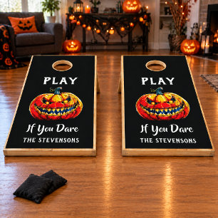 Play If You Dare Halloween Smiling Pumpkin Cornhole Set