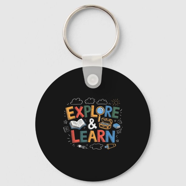 Play Is Learning Explore And Learn Preschool Teach Keychain (Front)