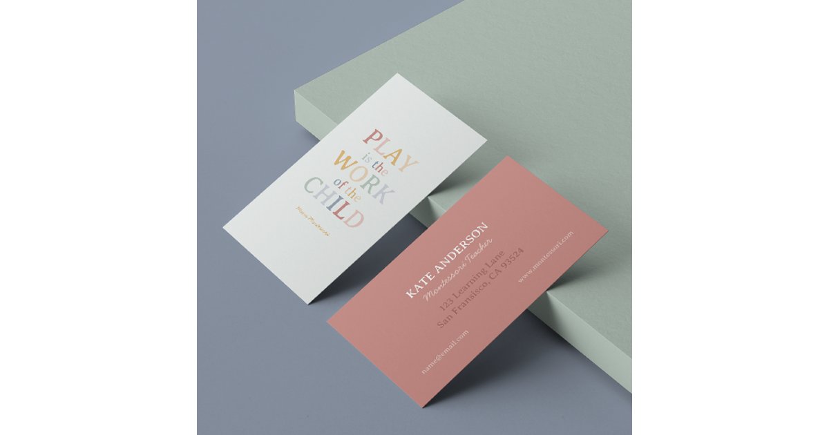 Play is the Work of the Child Maria Montessori Business Card | Zazzle