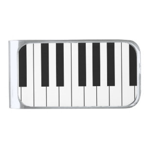 PLAY IT AGAIN, SAM! (piano keyboard design) ~ Silver Finish Money Clip