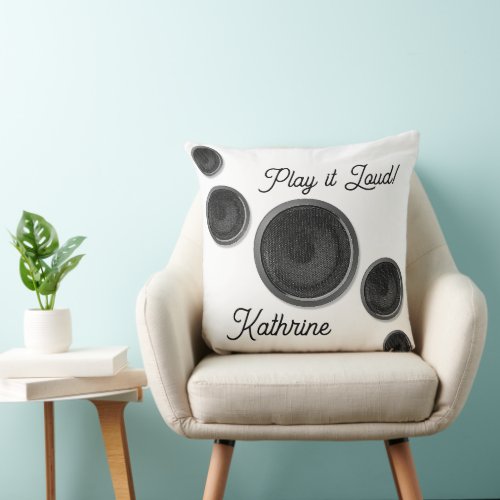 Play it Loud Speakers White Throw Pillow