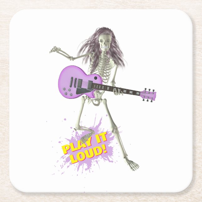 Play It Loud!  Square Paper Coaster (Front)