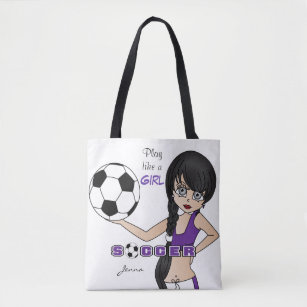Play Like a Girl Purple Soccer Tote Bag