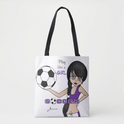 Play Like a Girl Purple Soccer Tote Bag