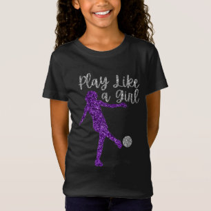 Play Like a Girl Soccer Player Glitter T-Shirt