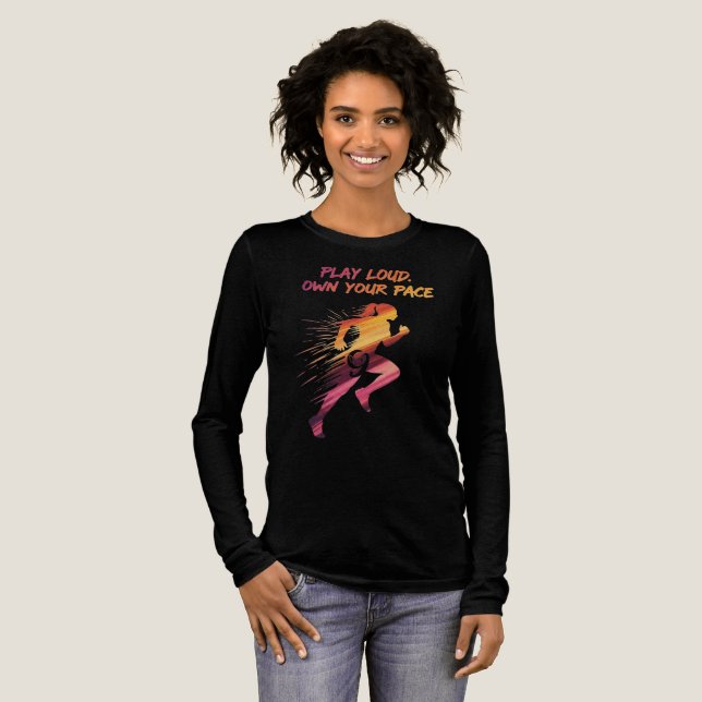 Play Loud—Own Your Pace (Gradient Runner & Fox) Tri-Blend Shirt (Full Front)