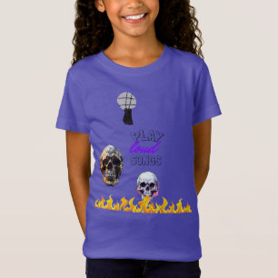 Play Loud Songs Skull Flame Purple Kids T-Shirt