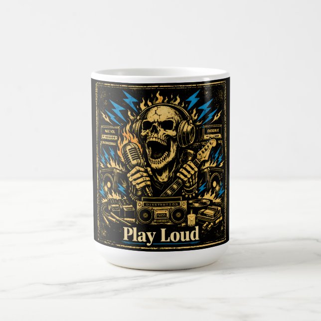 Play Loud – Volume Up Music Rebellion Coffee Mug (Center)