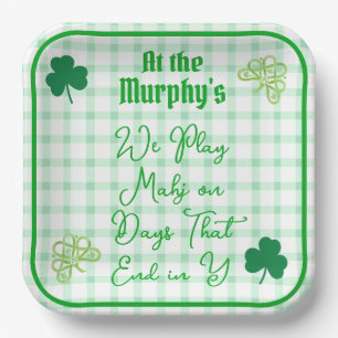 Play Mahjong Days End Y Watercolor Shamrocks Paper Plates