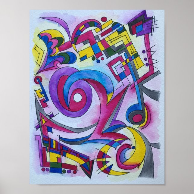 Play Me Some Jazz-Abstract Geometric Art Poster (Front)