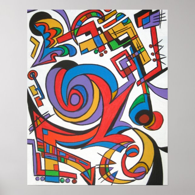 Play Me Some Jazz-Modern Bauhaus Geometric Art Poster (Front)