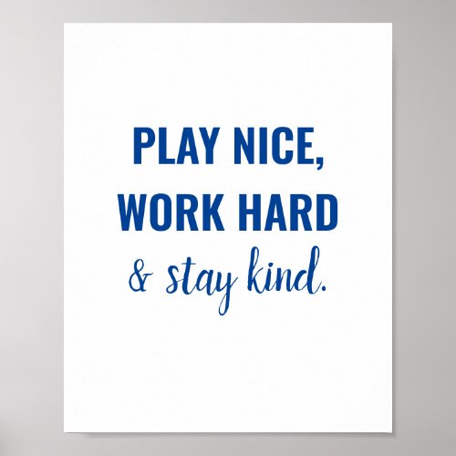 Play Nice Kid Playroom Sign Educational Poster