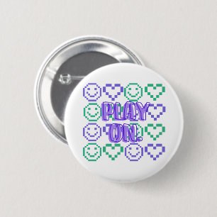 Play On & Gaming Style Pixelated Elements Button