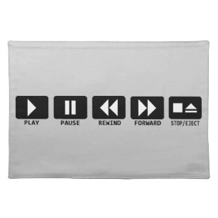 play pause rewind forward stop/eject placemat