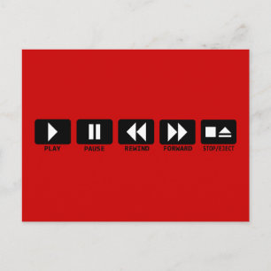 play pause rewind forward stop/eject postcard