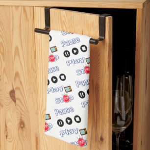 Play Pause Stop Kitchen Hand Towel