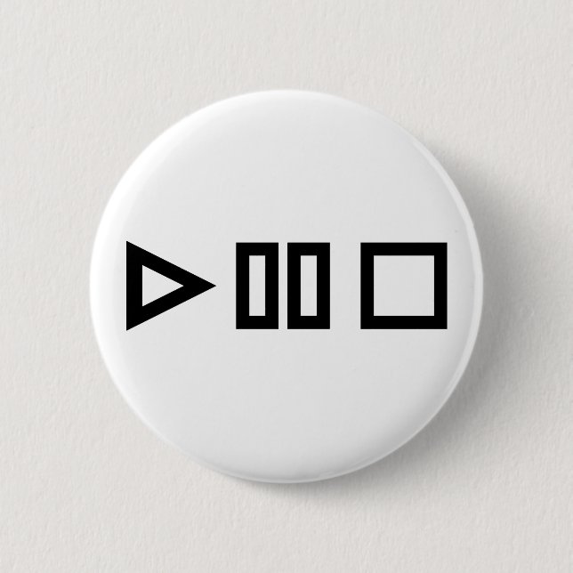 Play pause stop pinback button (Front)
