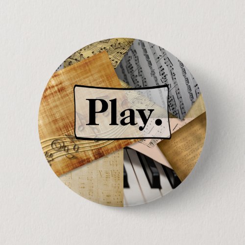 Play Piano Keys Musical Notes  antique sheet Button