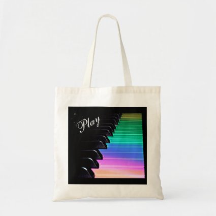 Play Piano Rainbow Music Tote Bag