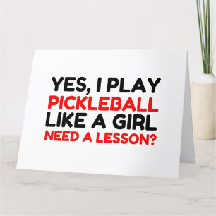 PLAY PICKLEBALL LIKE A GIRL NEED A LESSON LETTERPRESS THANK YOU CARD