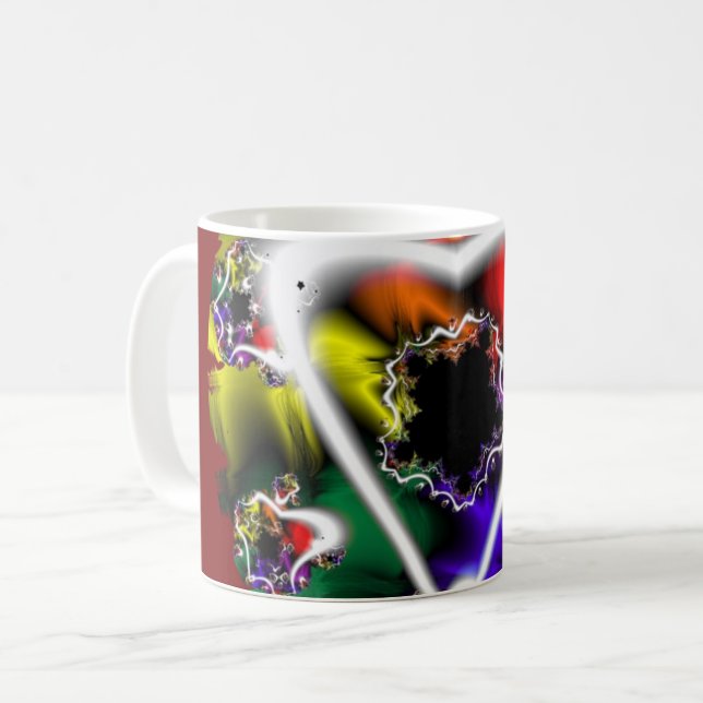 Play | Rainbow Fractal Art Wrap Coffee Mug (Front Left)