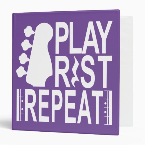 Play Rest Repeat Bass 1 Wht 3 Ring Binder